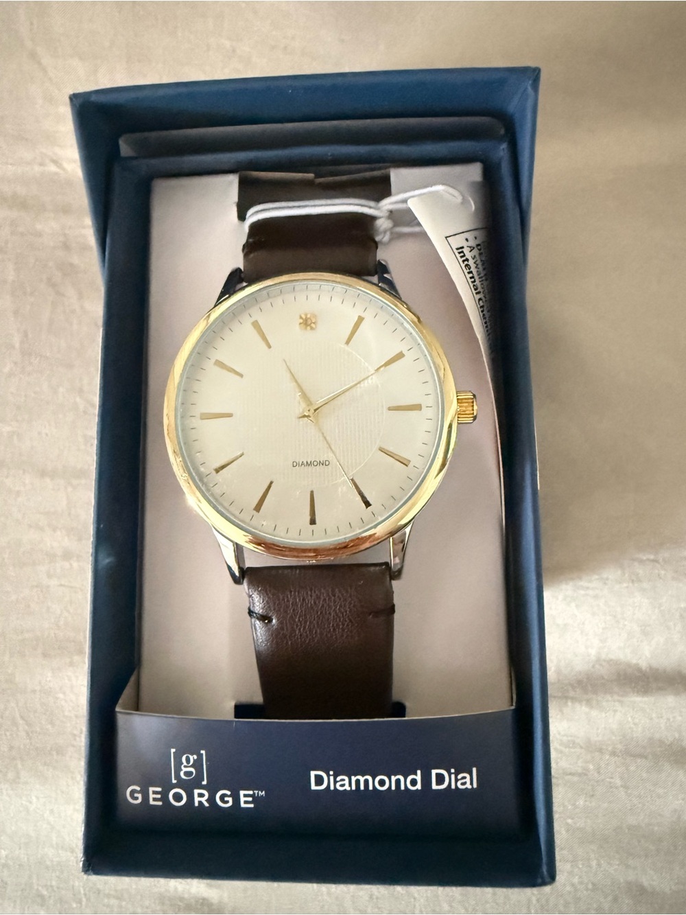 Fossil Men’s Brown Leather Strap Watch with Gold Case and White Dial